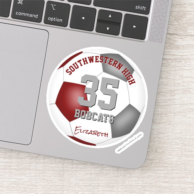 maroon gray athlete name jersey number soccer sticker (Detail)