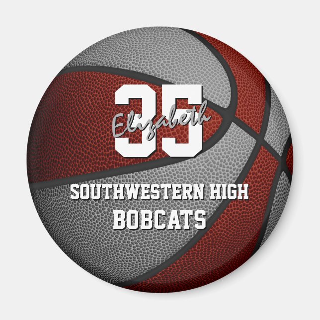 maroon gray basketball team colors magnet (Front)