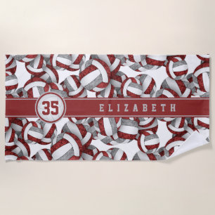 maroon gray custom volleyball team colors girls beach towel