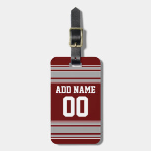 Maroon Gray Football Jersey Custom Name Number Luggage Tag