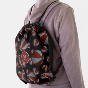 maroon gray girls boys school colors basketball drawstring bag