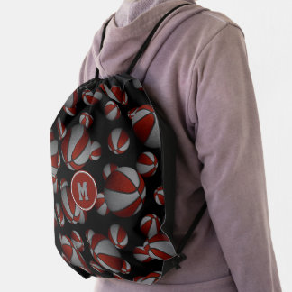 maroon gray girls boys school colors basketball drawstring bag
