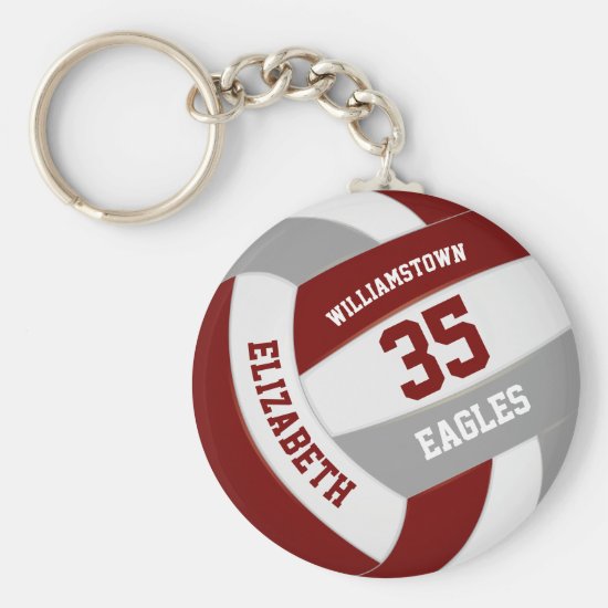 maroon gray sports team colors volleyball keychain