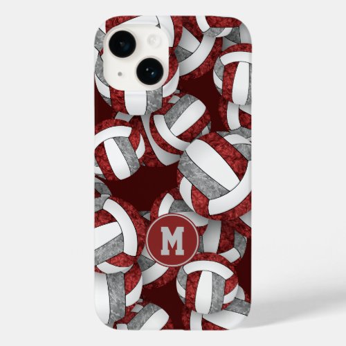 Maroon gray girls volleyballs pattern gifts iPhone 13 case