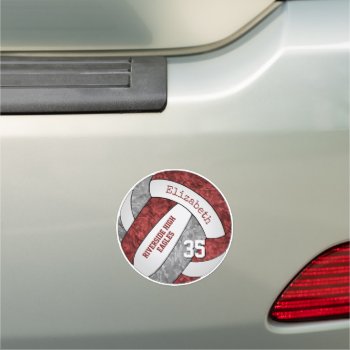 Maroon Gray Girly Volleyball Team Colors Locker Or Car Magnet by katz_d_zynes at Zazzle