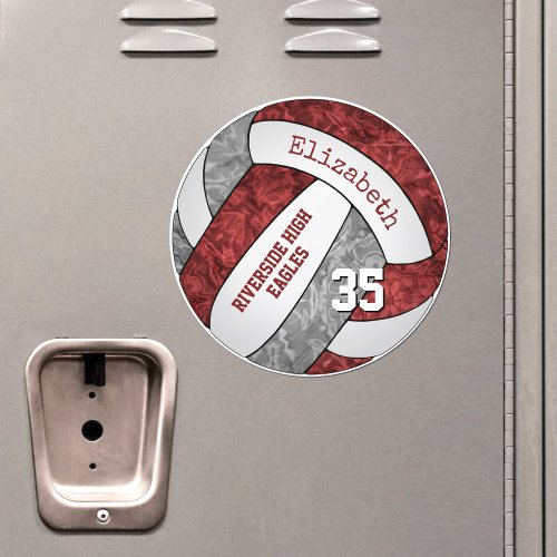 maroon gray girly volleyball team colors locker or car magnet