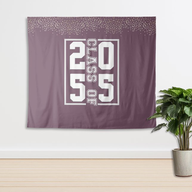 Maroon Gray Graduation Class of Sport Typography Tapestry (Creator Uploaded)