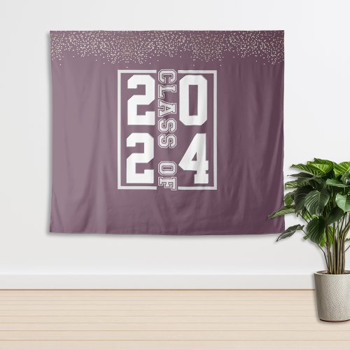 Maroon Gray Graduation Class of Sport Typography Tapestry