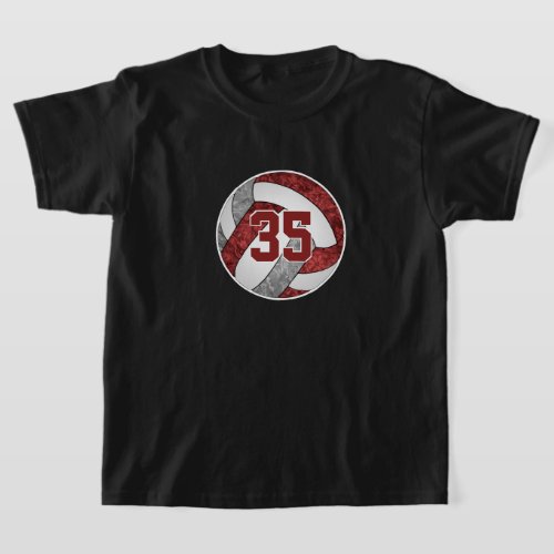 Maroon gray her volleyball team colors custom T_Shirt