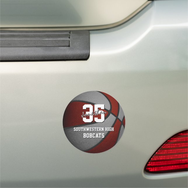 maroon gray kids basketball school locker or car magnet (In Situ)