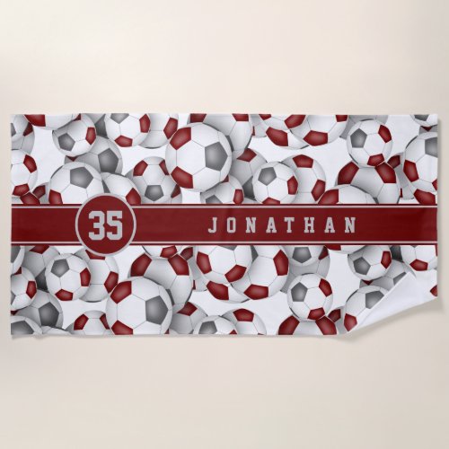 Maroon gray soccer team colors sports pattern towel