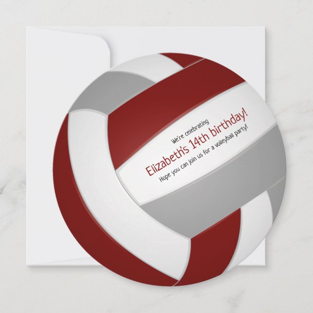 Maroon gray kids teens volleyball celebration announcement (Front)