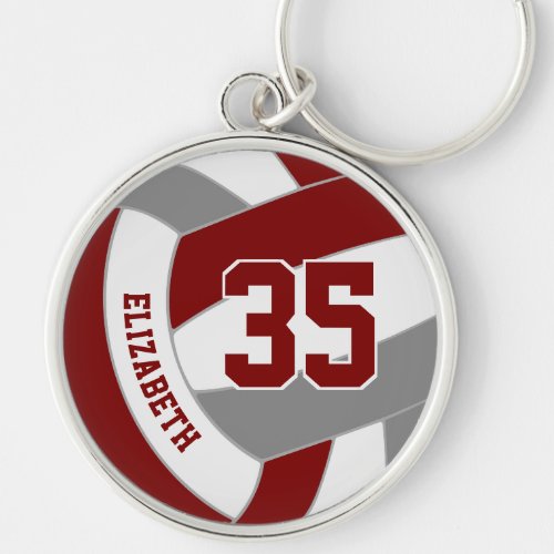 maroon gray player name volleyball  keychain