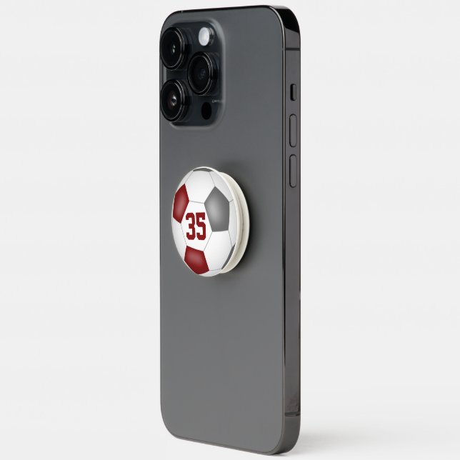 maroon gray school club colors boys girls soccer PopSocket (Left)