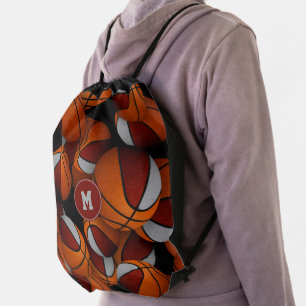 Maroon gray school colors kids teens basketball drawstring bag