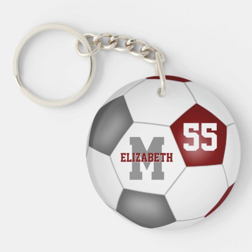 maroon gray school team colors girls boys soccer keychain