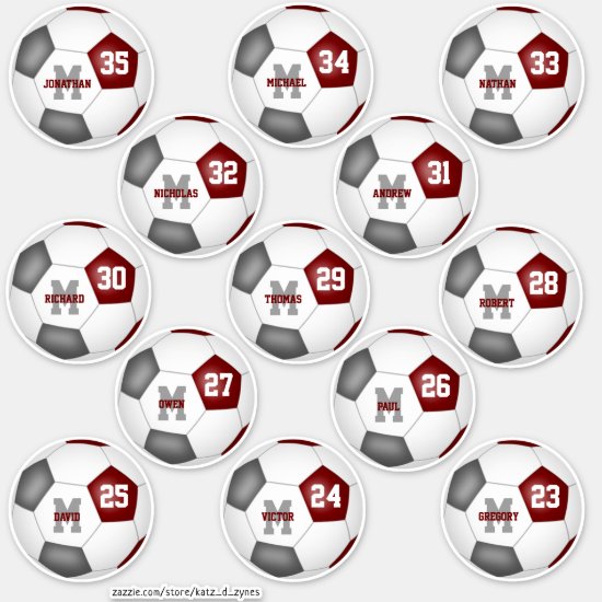 maroon gray soccer team colors 13 personalized sticker