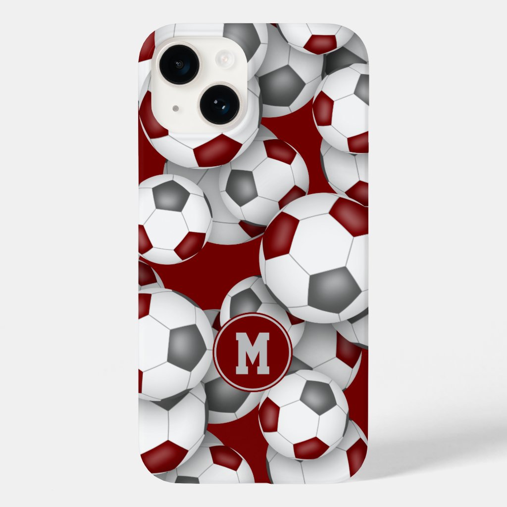 Maroon gray soccer team colors sports pattern iPhone case
