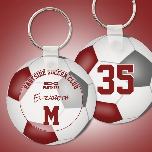 maroon gray soccer team gifts kids sports keychain (Creator Uploaded)