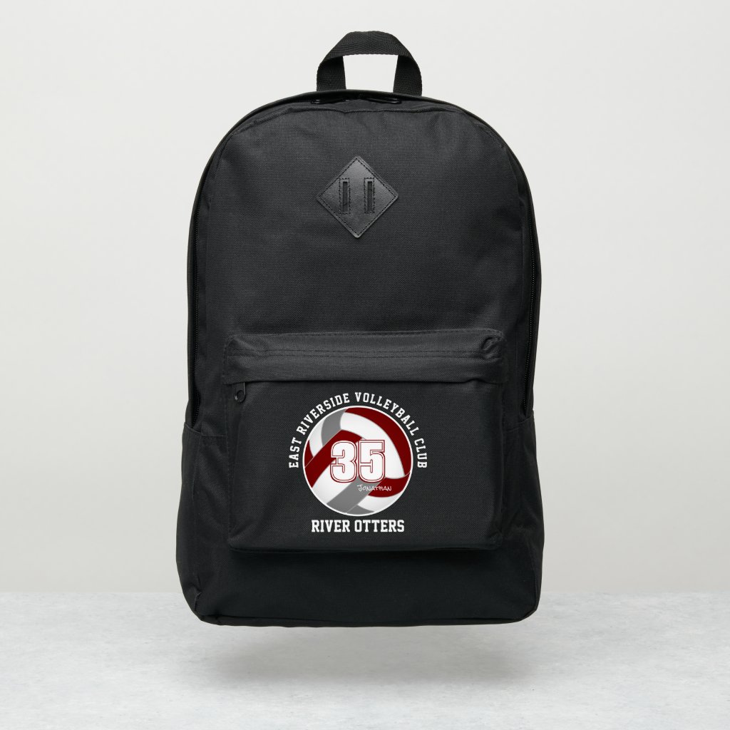 maroon gray sports team colors volleyball player backpack