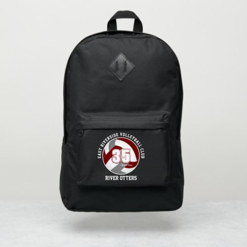 maroon gray sports team colors volleyball player port authority backpack