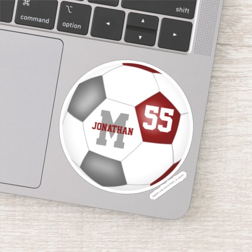 maroon gray team colors boys girls soccer sticker