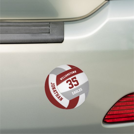 maroon gray team colors boys girls flexible volleyball magnet