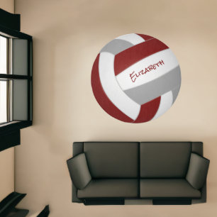 maroon gray team colors custom volleyball shaped rug