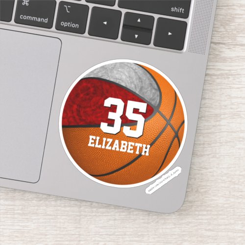 maroon gray team colors girls basketball sticker