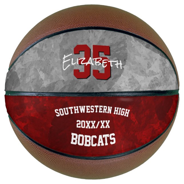 maroon gray team colors girls commemorative basketball (Front)