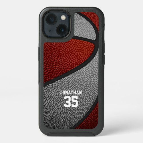maroon gray team colors personalized basketball iPhone 13 case