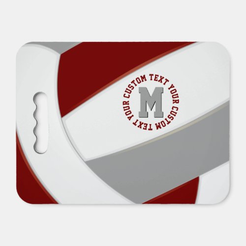 maroon gray team colors personalized volleyball seat cushion
