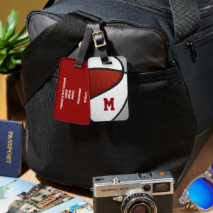 maroon gray team colors sports gifts basketball luggage tag