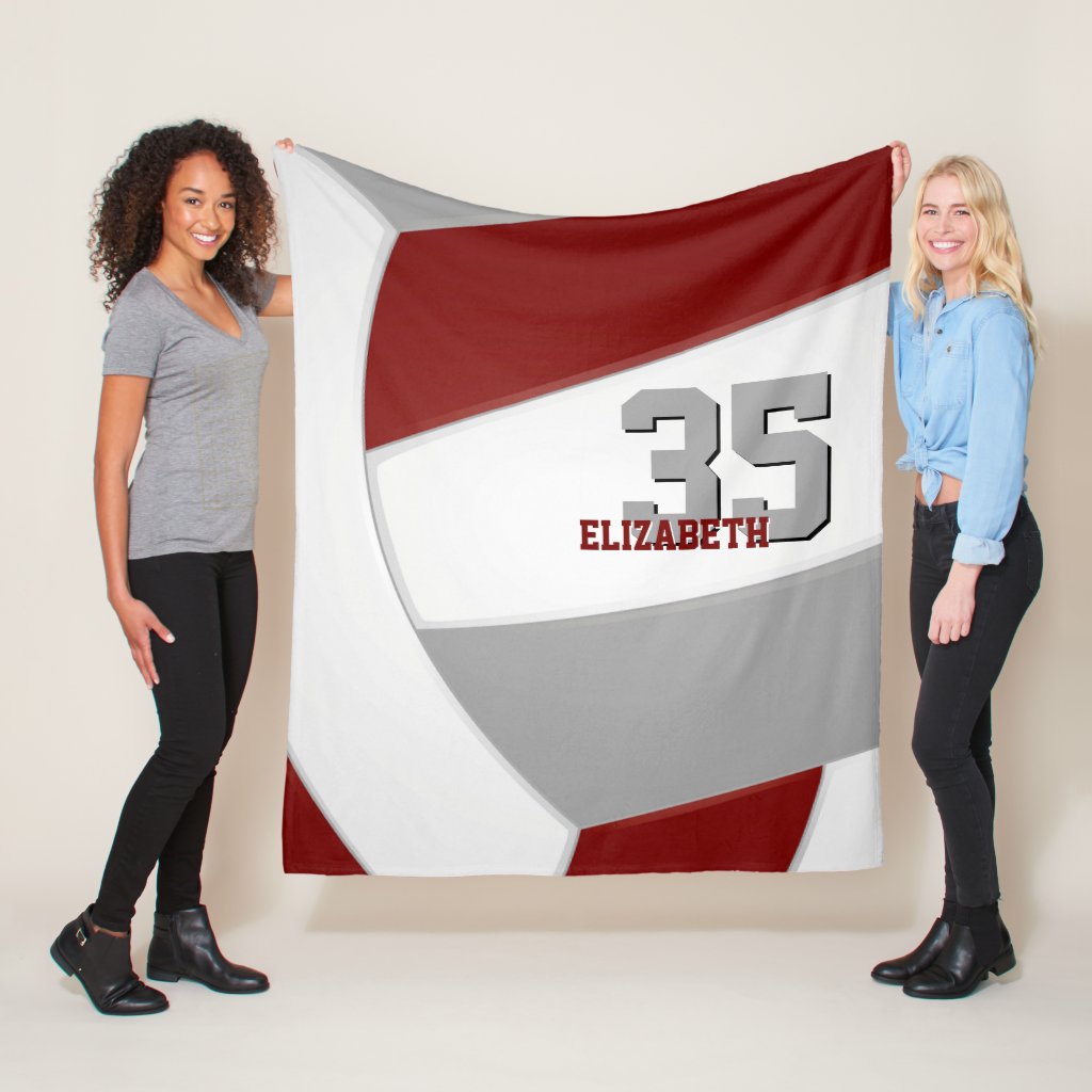 maroon gray team colors volleyball room decor blanket