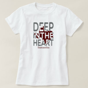 Maroon & Gray TX State Cutout Deep in the Heart T-Shirt