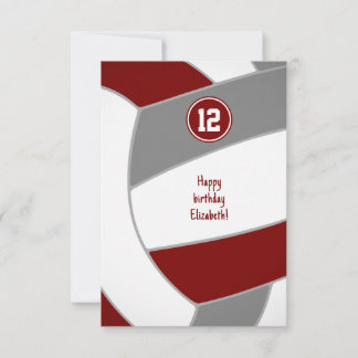 maroon gray volleyball birthday or congratulations card