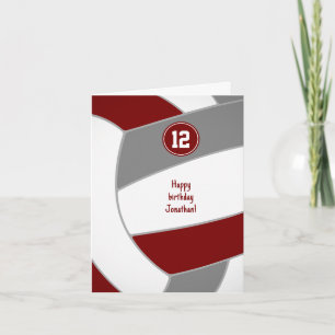 maroon gray volleyball birthday or congratulations card