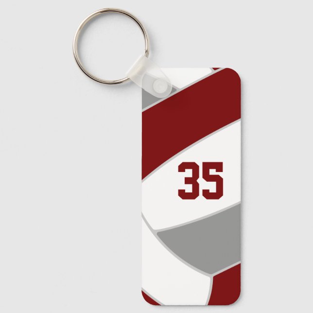 maroon gray volleyball club team spirit gifts keychain (Front)