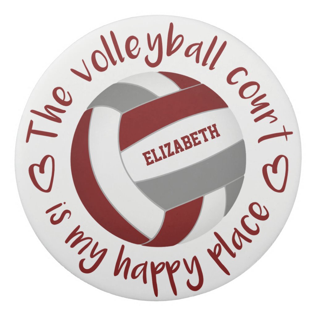 maroon gray volleyball court my happy place eraser
