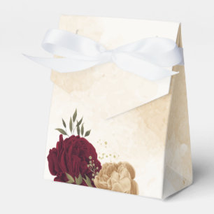 Maroon green beige gold botanical wedding favor boxes