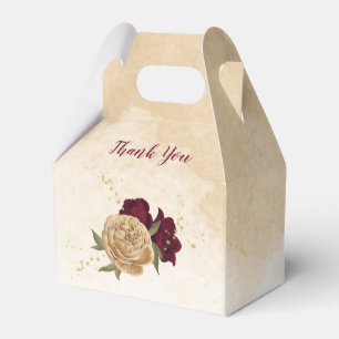 Maroon green beige gold botanical wedding favor boxes