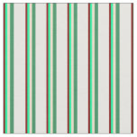 [ Thumbnail: Maroon, Green, Tan, Sea Green & White Stripes Fabric ]