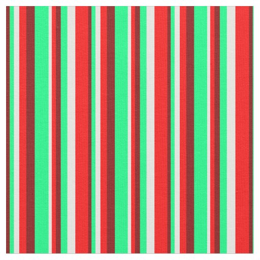 Maroon, Green, White & Red Colored Stripes Fabric