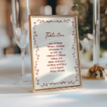 Maroon Hand Drawn Wedding Seating Chart Card<br><div class="desc">Celebrate in style with our quirky and whimsical,  downloadable wedding seating chart card,  customizable with the guests' names. This table number design comes in a beautiful shade of maroon on  a buttercream colored background.</div>