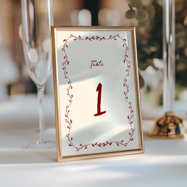 Maroon Handwritten Wedding Table Number (Creator Uploaded)