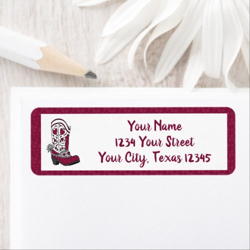 Maroon Heart Patterned Boot Label