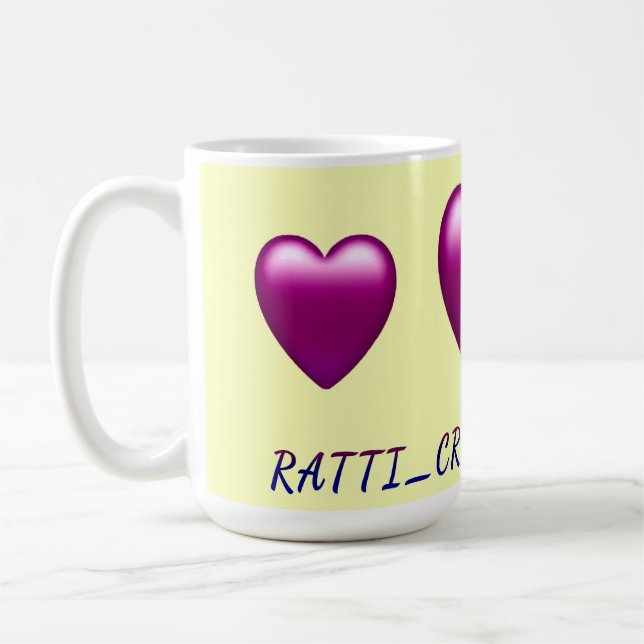 Maroon Heart shape "Ratti_Creative_Arts" design  Coffee Mug (Left)