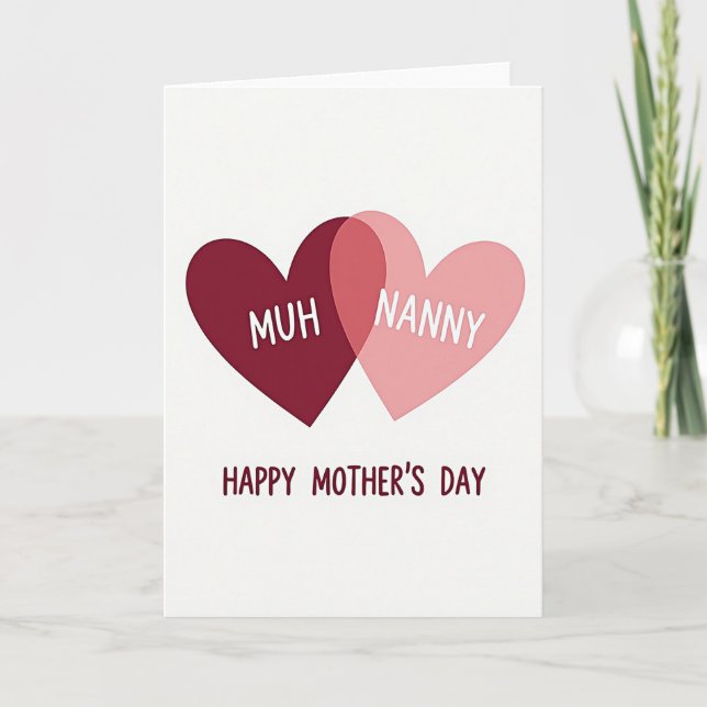 Maroon Hearts Mothers Day Card (Front)