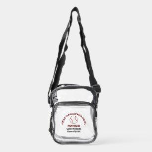 Maroon High School Baseball Game Personalized Clear Crossbody Bag