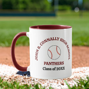 Maroon High School Baseball Player Personalized Mug